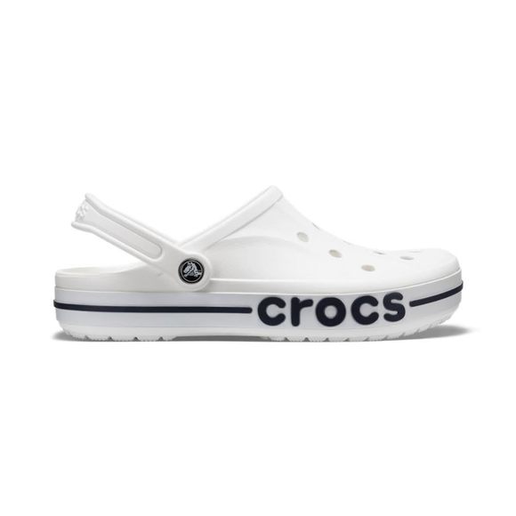 CROCS UNISEX-ADULT BAYABAND CLOGS, WHITE/NAVY, 9 MEN/11 WOMEN - Picture 1 of 6